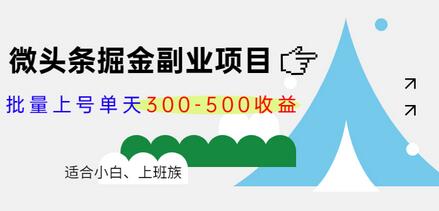 黄岛主微头条掘金副业项目：批量上号单天300-500收益-无双副业