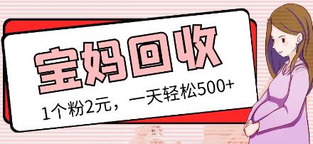 小红书母婴号宝妈粉回收项目，1个粉2元，日收益500+案例分享-无双副业