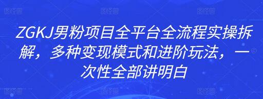 ZGKJ男粉项目全流程实操与变现模式详解-无双副业