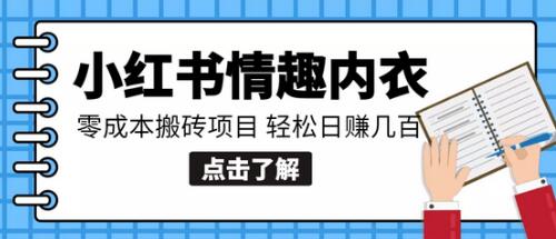小红书0成本情趣内衣搬砖项目，轻松日赚几百+-无双副业