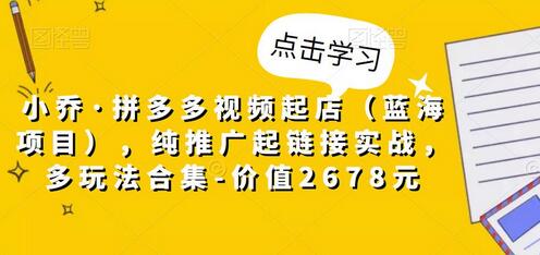 小乔拼多多视频起店与推广实战，多玩法合集价值2678元-无双副业