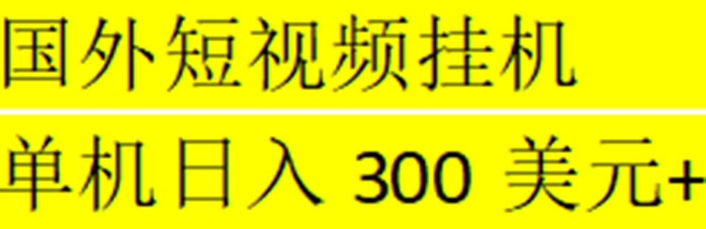 海外短视频挂机全自动赚美金 单机日入300美元+脚本免费指导-无双副业