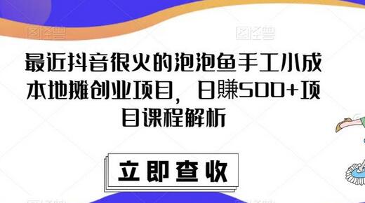 抖音泡泡鱼手工地摊创业项目，日赚500+课程解析-无双副业