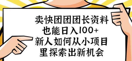 卖快团团团长资料日入100+，新人如何探索小项目机会-无双副业