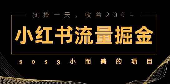 小红书流量掘金项目揭秘：实操一天收益200+-无双副业