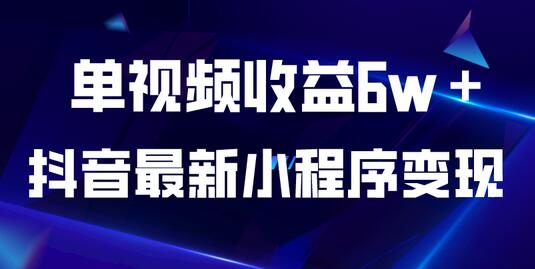 抖音小程序变现项目，单视频收益高达6万+-无双副业