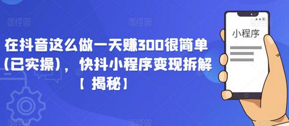 抖音快抖小程序变现实操，一天赚300元轻松实现-无双副业