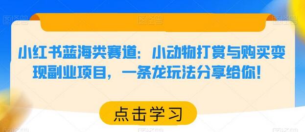 小红书动物类赛道：小动物打赏与购买变现副业项目玩法分享-无双副业