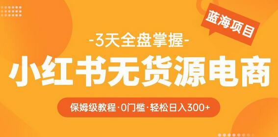 2023阿本小红书无货源电商训练营：从0到1轻松日入300+-无双副业