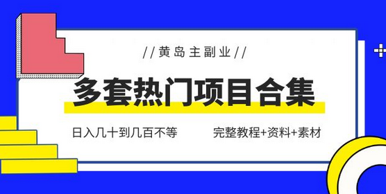 黄岛主副业多套热门项目合集：日入几十到几百不等-无双副业
