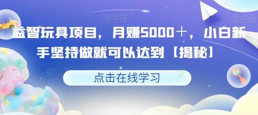 益智玩具项目，月赚5000+，新手轻松上手-无双副业