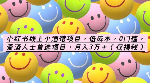 小红书线上小酒馆项目：低成本创业，月入3万+-无双副业