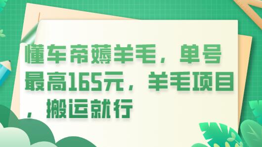 懂车帝薅羊毛项目，单号最高165元，轻松搬运赚钱-无双副业