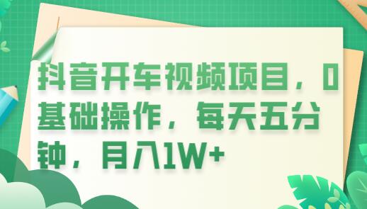 抖音开车视频项目：0基础操作，轻松月入1W+-无双副业