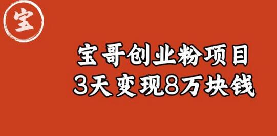 宝哥IP图文创业粉引流项目实战：3天涨粉1万变现8万-无双副业