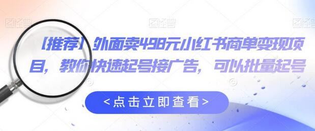 小红书商单变现项目，快速起号接广告，批量操作指南-无双副业