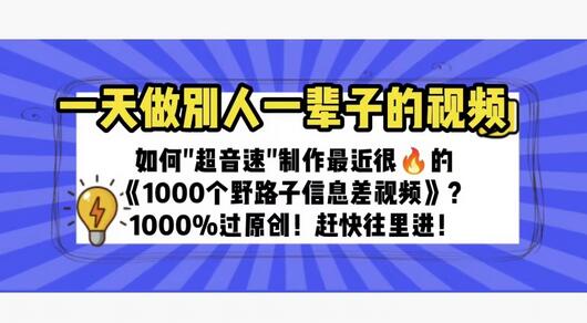 一天完成别人一辈子的视频制作技巧-无双副业
