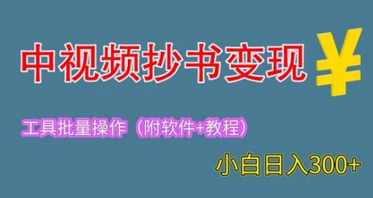 2023中视频抄书变现项目，新手副业日赚300+-无双副业