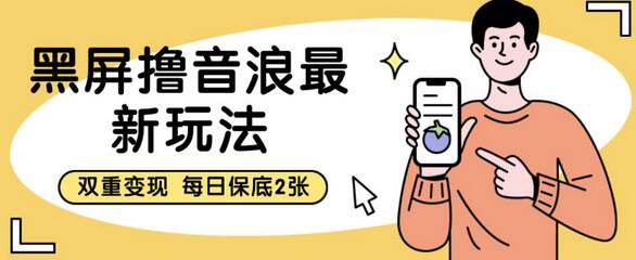 黑屏撸音浪双重变现玩法，每日保底2张-无双副业