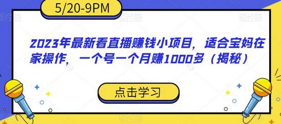 2023年宝妈在家看直播赚钱项目，月入1000+-无双副业