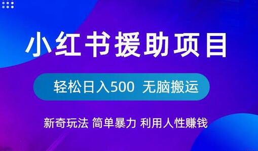 小红书援助项目玩法，轻松日入500的简单方法-无双副业