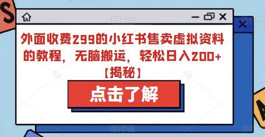 小红书虚拟资料售卖教程，轻松日入200+-无双副业