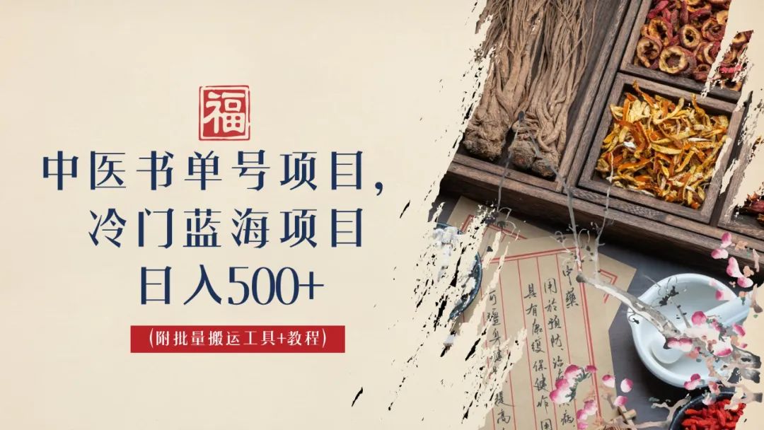 中医书单号项目玩法揭秘，日入500+的副业机会-无双副业