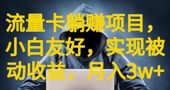 流量卡躺赚项目：小白友好，被动收益高，出卡即赚钱-无双副业
