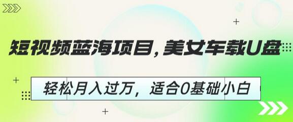 短视频美女车载U盘项目，0基础轻松月入过万-无双副业