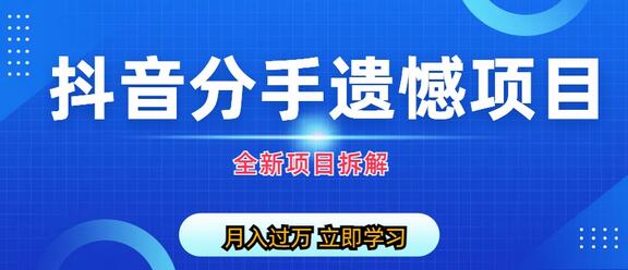 自媒体抖音分手遗憾项目私域拆解与变现指南-无双副业
