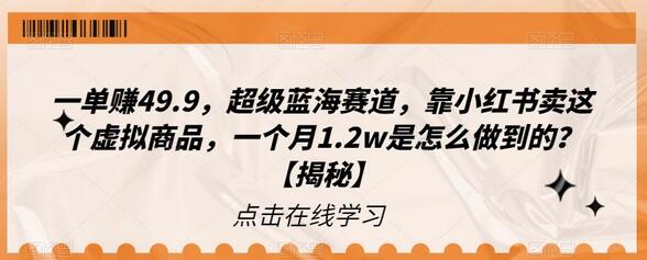 小红书虚拟商品销售：月入1.2万的蓝海赛道揭秘-无双副业