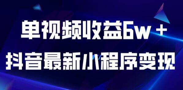 抖音小程序变现项目，单视频收益6w+，新手也能操作-无双副业