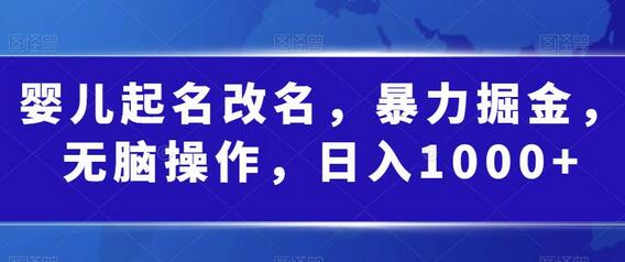 婴儿起名改名项目，轻松日入1000+的掘金方法-无双副业