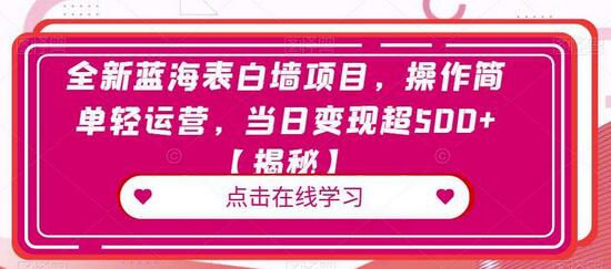 全新蓝海表白墙项目，操作简单当日变现超500+-无双副业