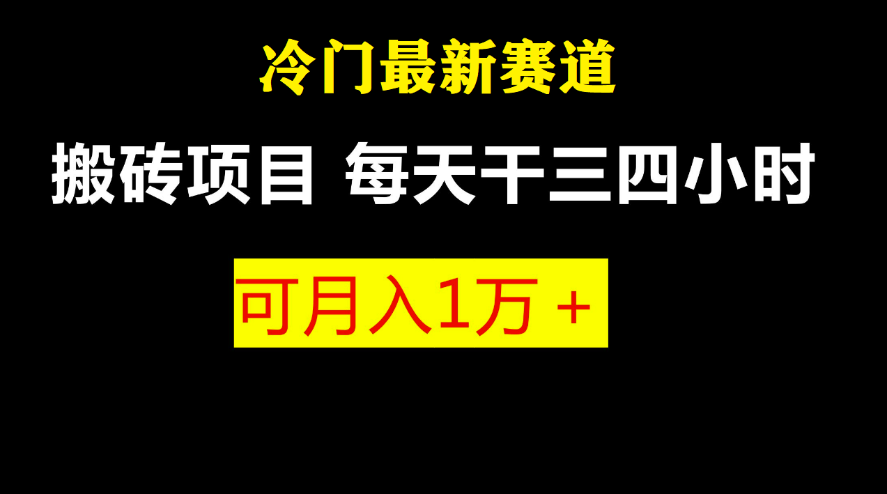 最新冷门游戏搬砖项目，小白零基础月入过万（附教程+软件）-无双副业