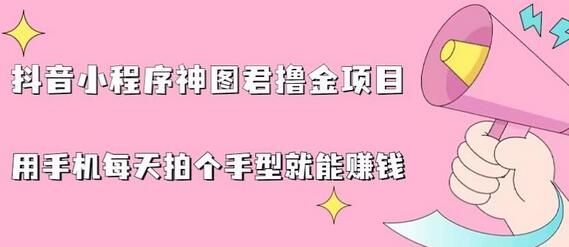抖音小程序神图君赚钱项目，手机拍手型挂载小程序轻松盈利-无双副业