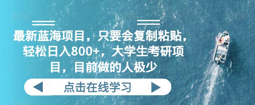 最新蓝海项目：复制粘贴轻松日入800+，大学生考研市场潜力大-无双副业