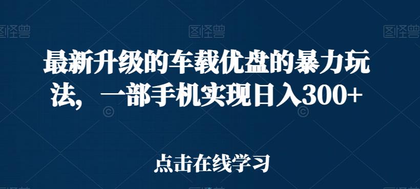 最新车载优盘玩法，一部手机日入300+-无双副业