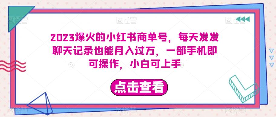 小红书商单号操作指南，轻松月入过万，一部手机搞定-无双副业