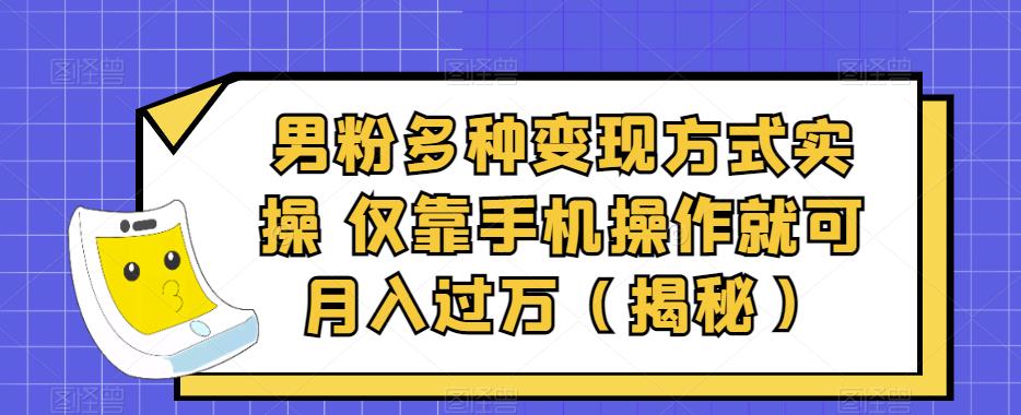 男粉变现实操指南，手机操作月入过万揭秘-无双副业