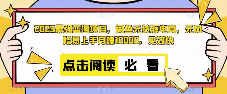 2023闲鱼无货源电商项目，无风险易上手月赚10000-无双副业