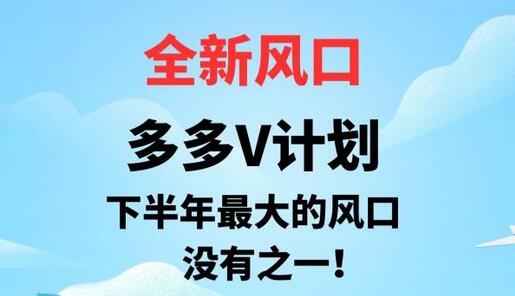 多多V计划：2023下半年最大风口项目，创作者红利爆发-无双副业