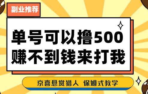 最新拉新app赚500元，京喜悬赏猎人保姆式教学-无双副业
