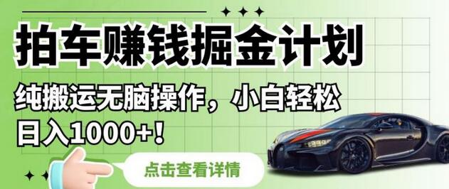 拍车赚钱掘金计划，零门槛轻松日入千元-无双副业