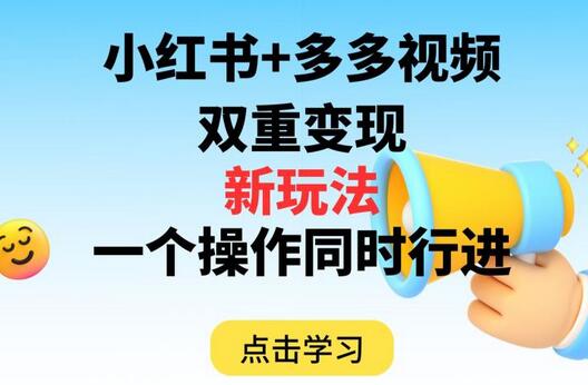 多多视频与小红书双重变现新玩法，轻松实现双平台收益-无双副业