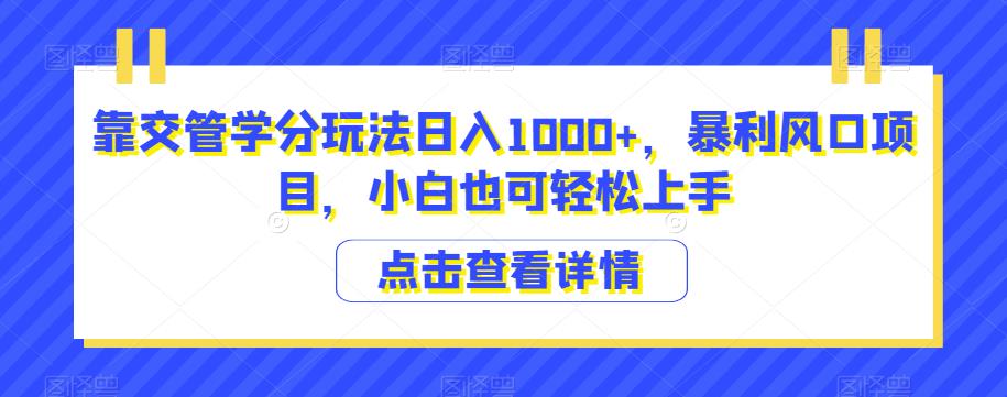 交管学分玩法日入1000+，暴利项目小白轻松上手-无双副业