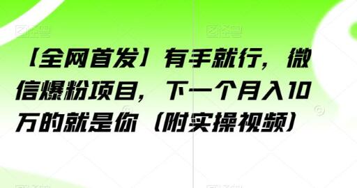 微信爆粉项目实操指南，轻松月入10万-无双副业
