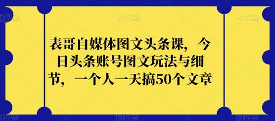表哥自媒体图文头条课：今日头条账号图文玩法与细节-无双副业