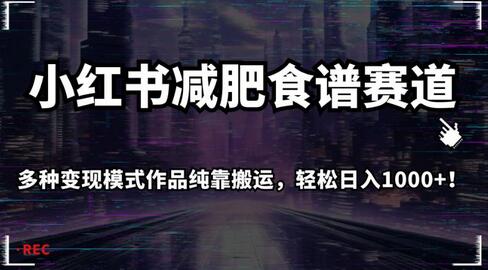 小红书减肥食谱赛道，多种变现模式轻松日入1000+-无双副业