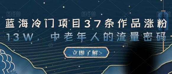 蓝海冷门项目37条作品涨粉13W，中老年流量密码揭秘-无双副业